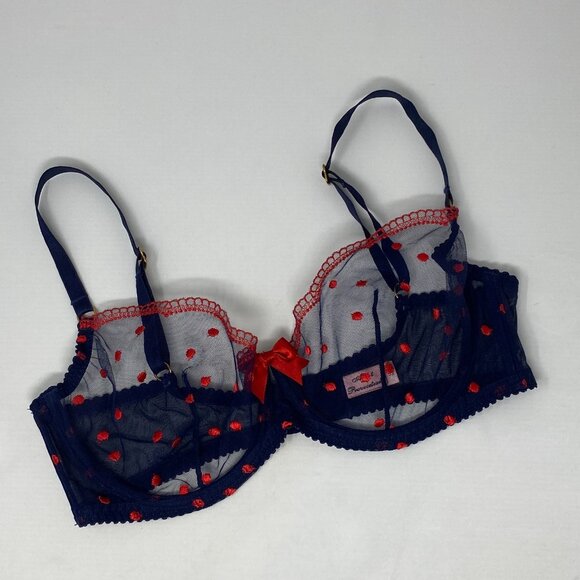 Agent Provocateur Winnie Navy Red Polka Dot Bra 36D - Picture 5 of 10
